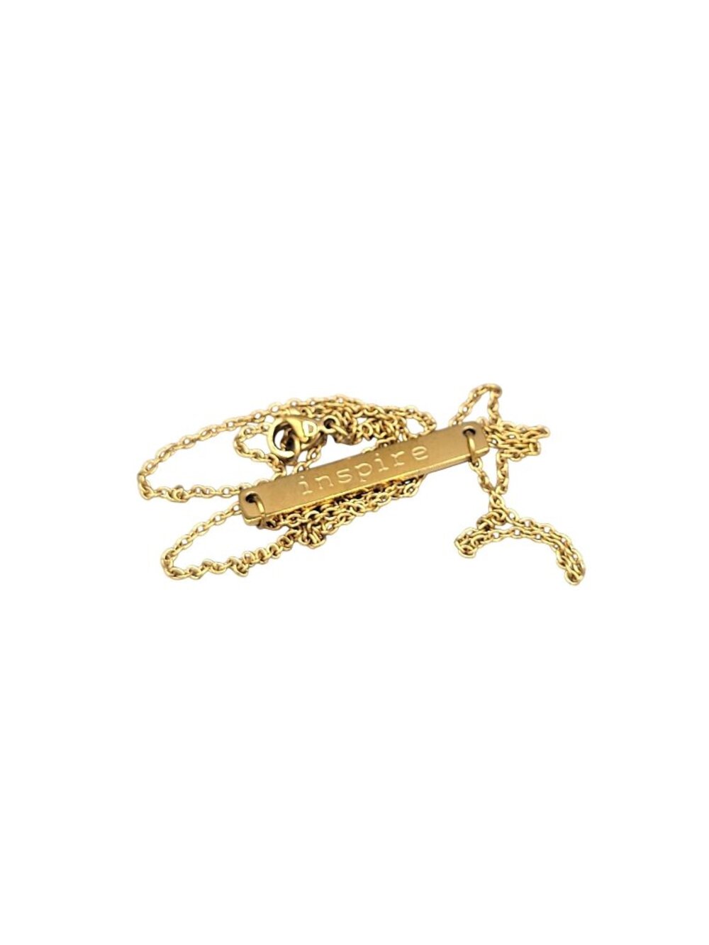 Jook and Nona Inspire Horizontal Bar Necklace Delicate Chain Gold Plated 16"